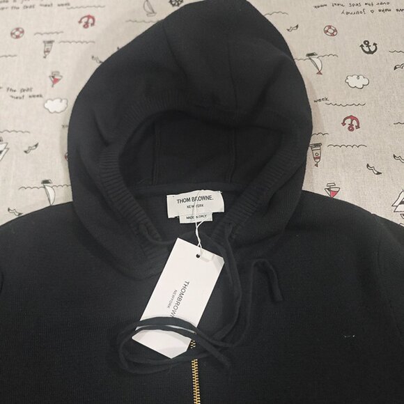 Thom Browne Hooded Zip-Up Knit Jacket - Picture 2 of 6